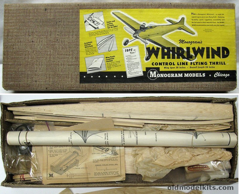 Monogram Whirlwind - 30 Inch Wingspan Pre-Fabricated Gas Powered Control Line Model, C-1 plastic model kit